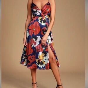 NWT Lulus All About Love Women's Midi Dress Royal Blue Size XS